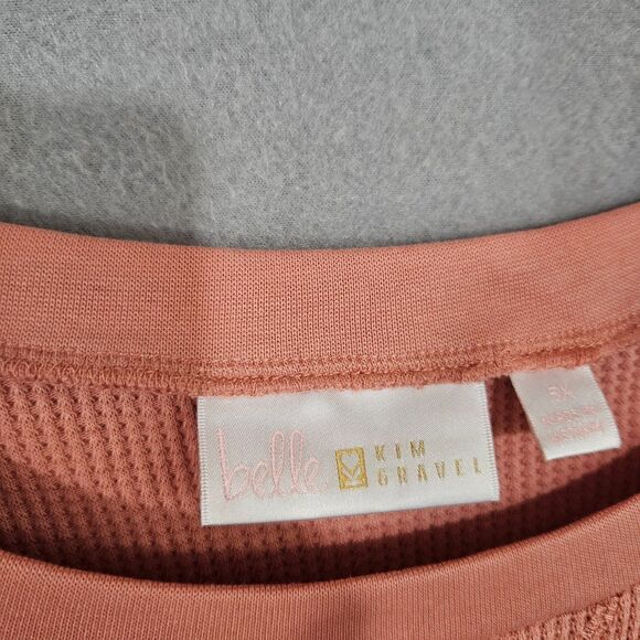 Kim Gravel Waffel Thermal 5X Long Sleeve Top Dusty Rose Pink Unworn Condition - Picture 5 of 8